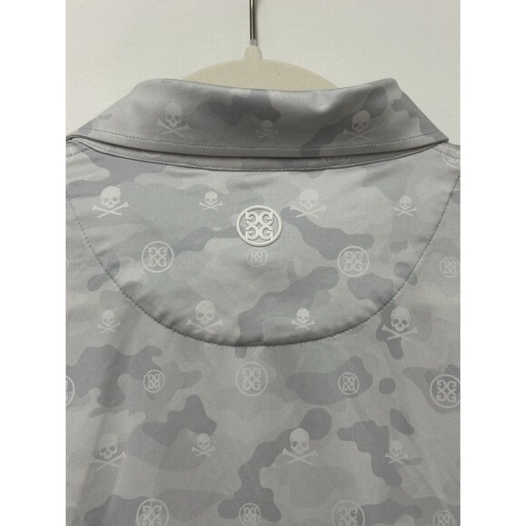 G/Fore Polo Shirt Mens XL Gray Skull Camo Print Icon Tech Performance Golf - Picture 9 of 14